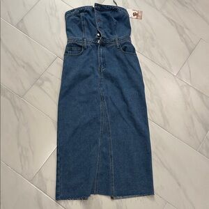 Denim Strapless Maxi Dress